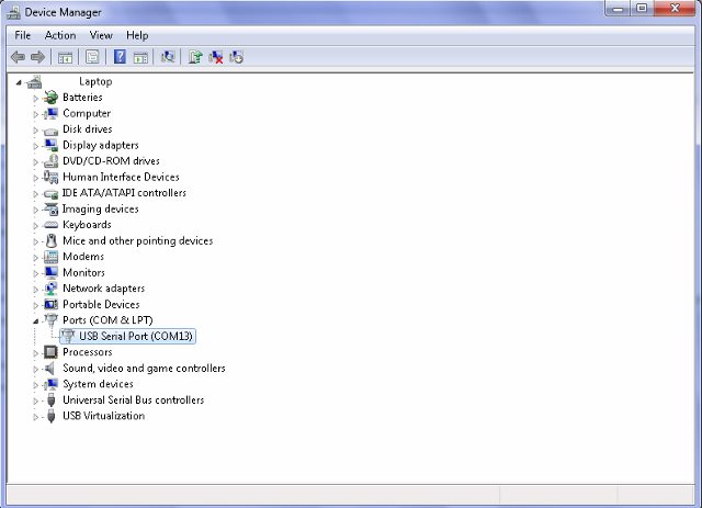 Device Manager Serial Port Select